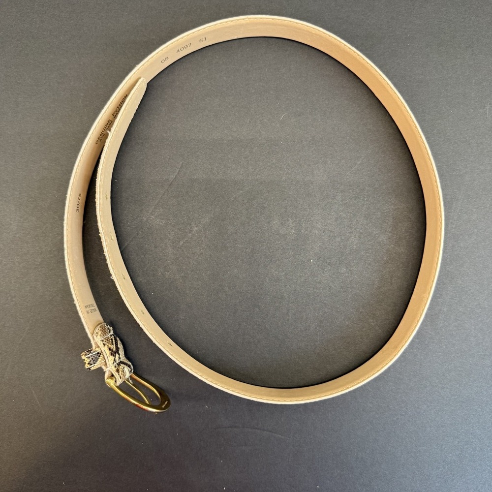 Vintage Genuine Python Belt Solid Brass Buckle Re… - image 12